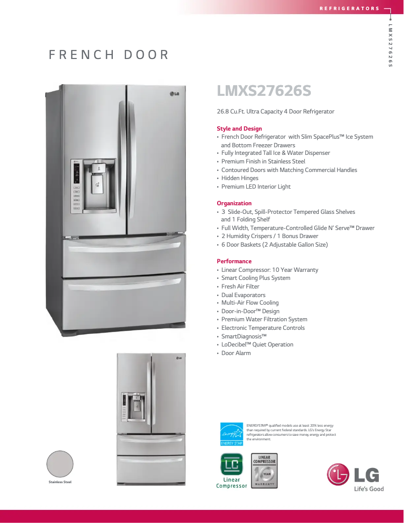 Page 1 of the manual Technical Sheet LG LMXS27626S