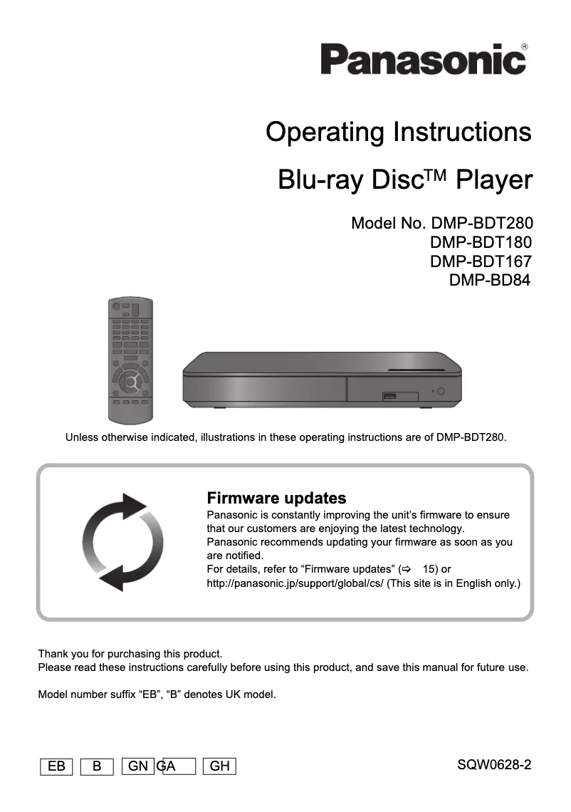 First page image of the manual for DMP-BDT280GN