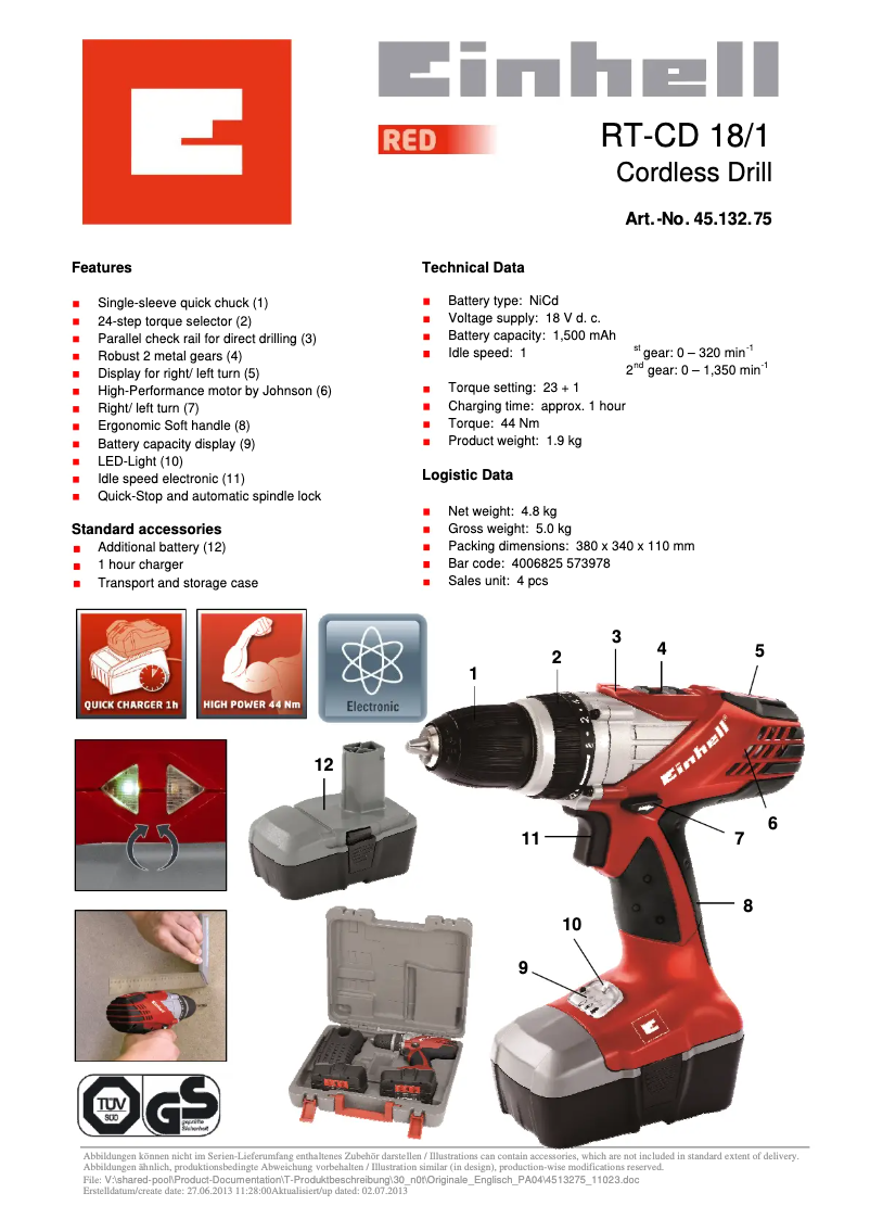 First page image of the manual for RT-CD 18/1