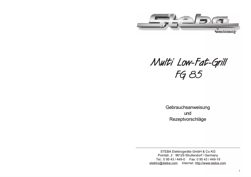 First page image of the manual for Fg 85