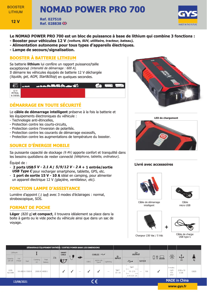Image de la première page du manuel de l'appareil Nomad Power PRO 700