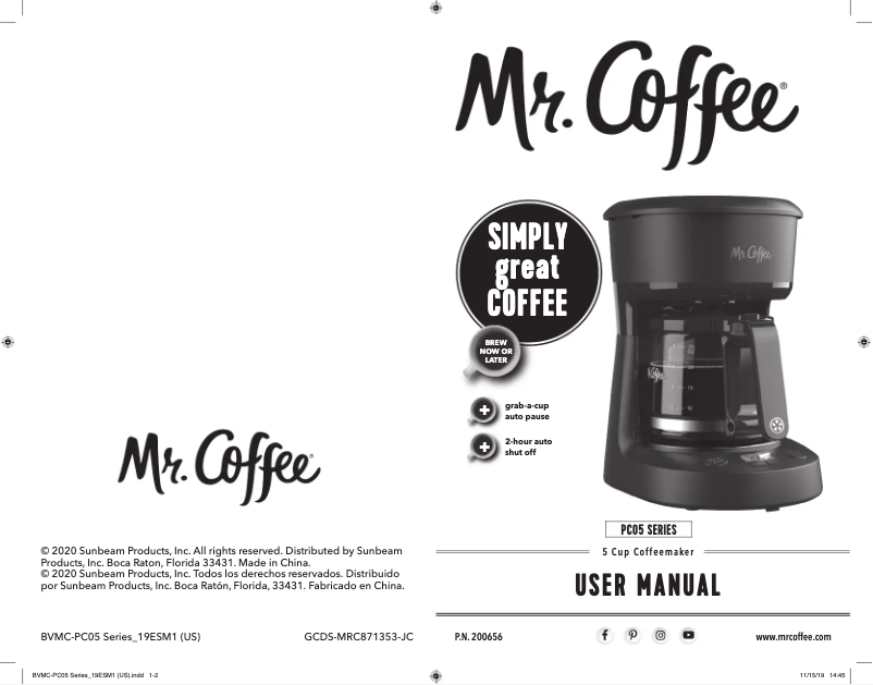 First page image of the manual for 5-Cup