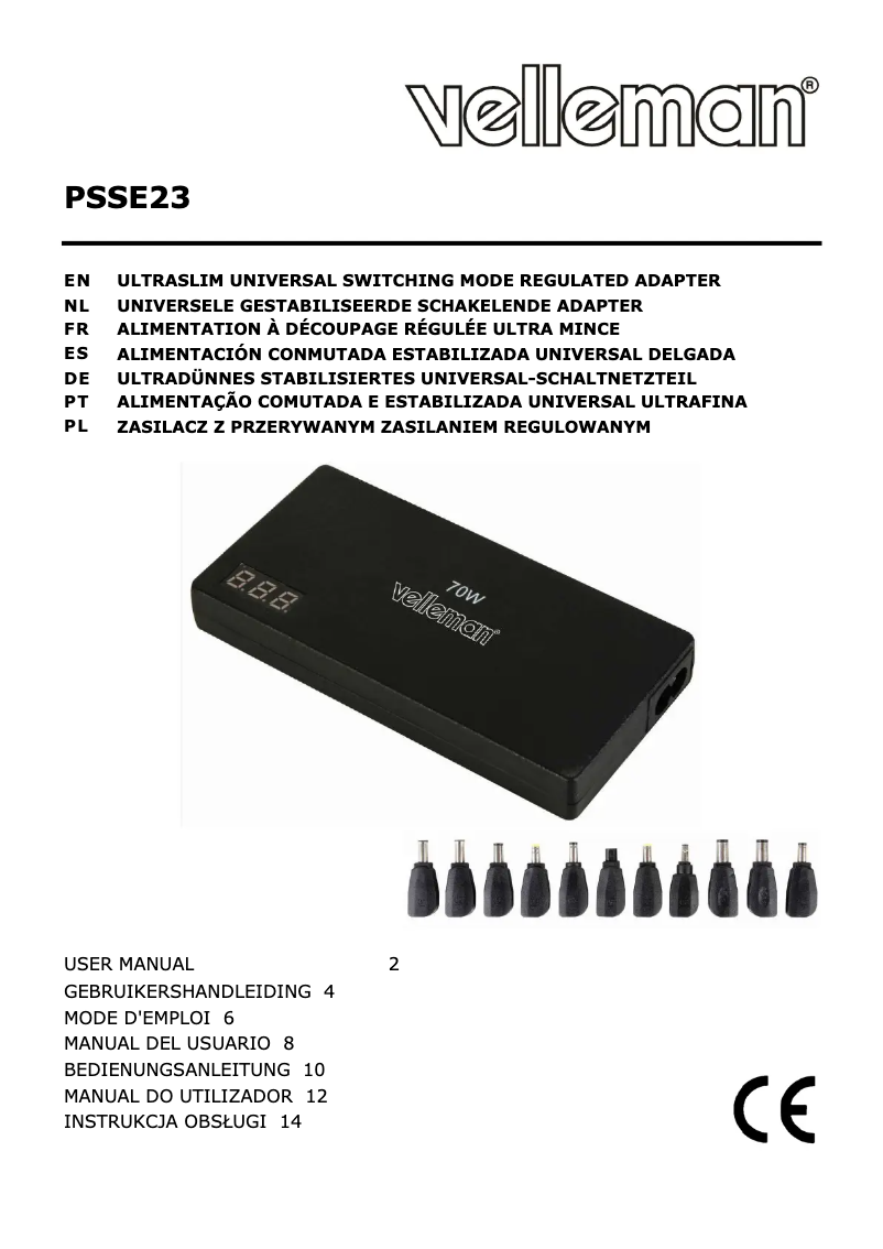 Page 1 of the manual User Manual Velleman PSSE23