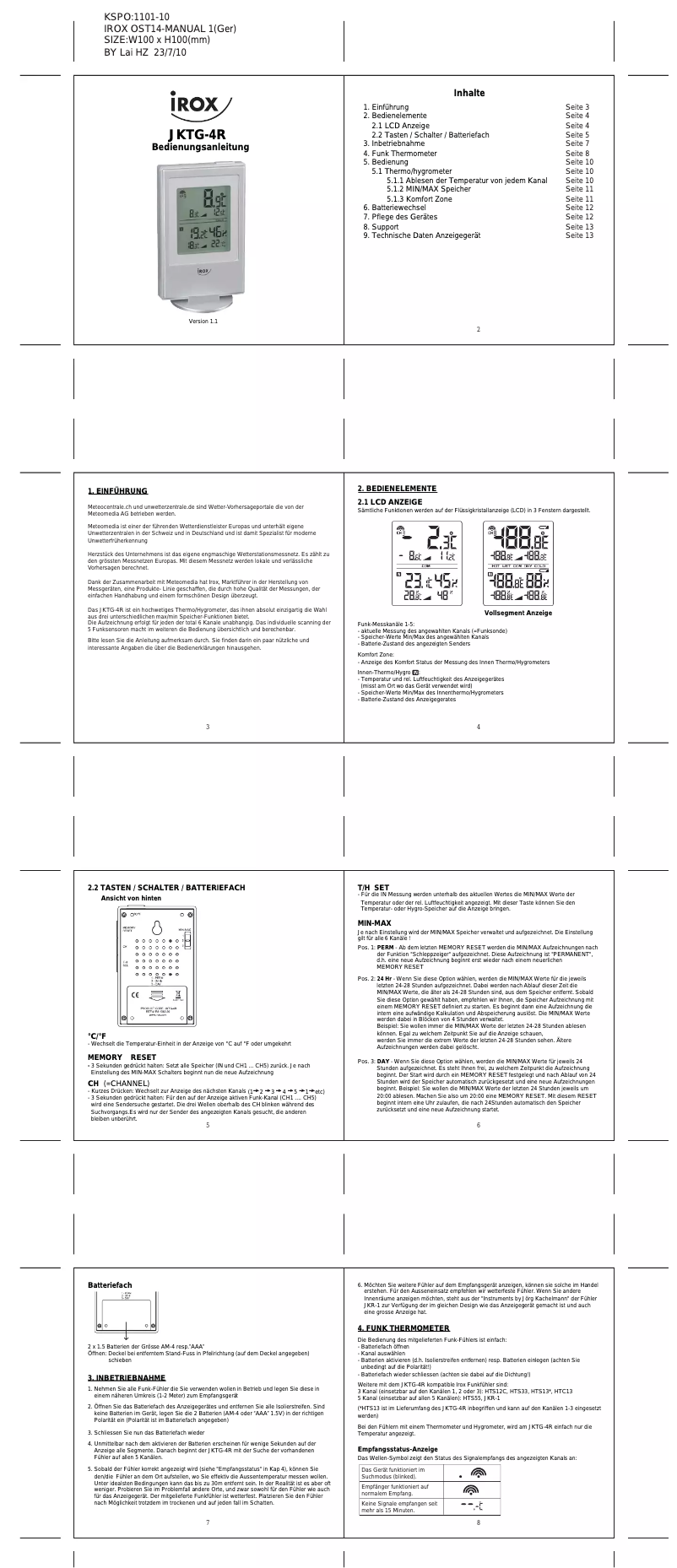 Page 1 of the manual User Manual Irox JKTG-4R