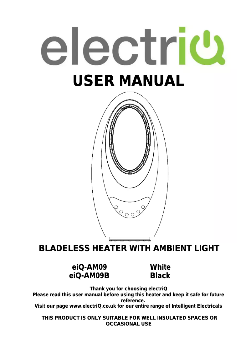 Page 1 of the manual User Manual ElectriQ eiQ-AM09
