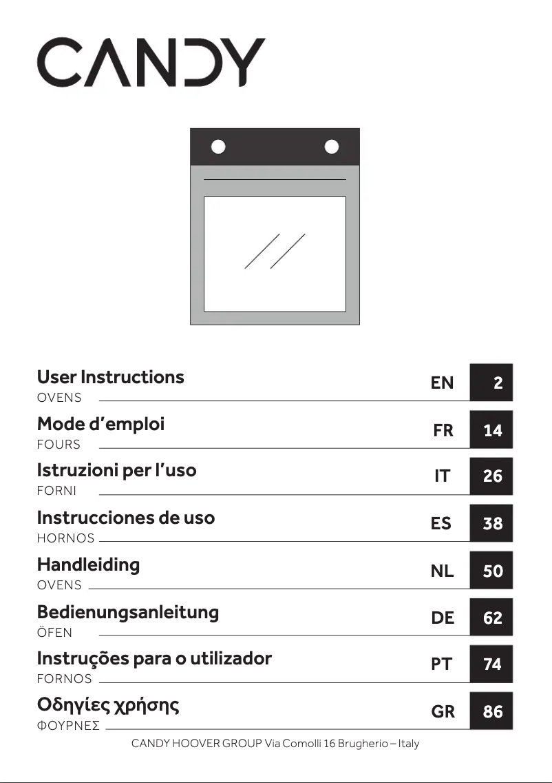 Page 1 of the manual Technical Sheet Candy FMCIDC X602