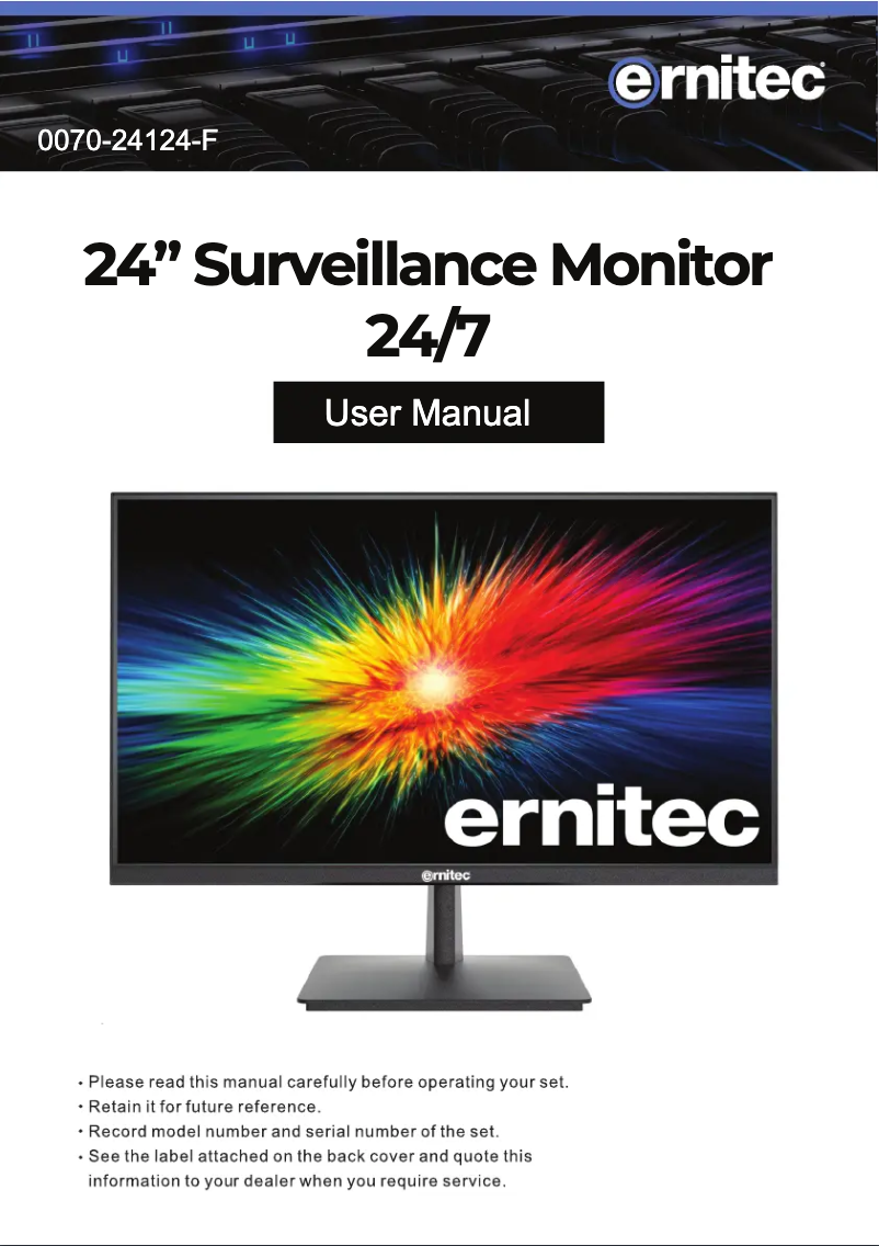 Page 1 of the manual User Manual Ernitec 0070-24124-F