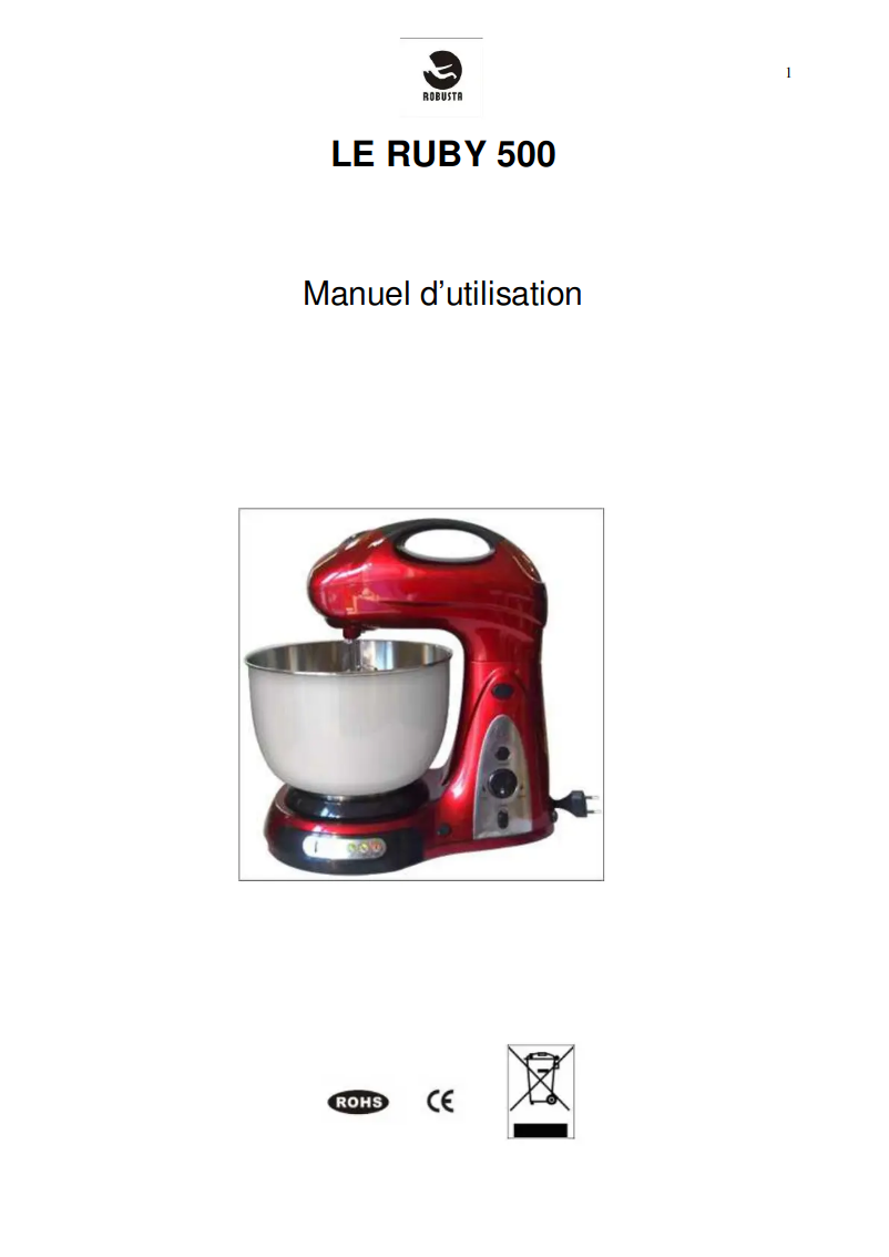 First page image of the manual for Le Ruby 500