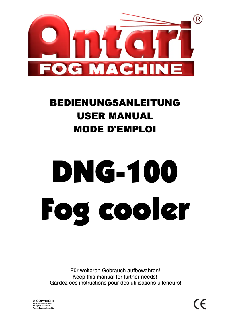 Page 1 of the manual User Manual Antari DNG-100