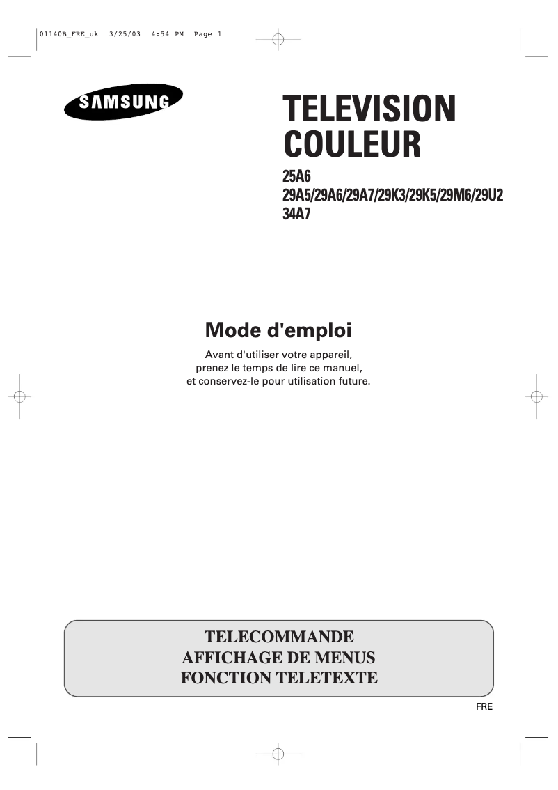 Page 1 of the manual User Manual Samsung CS-20V10MJ