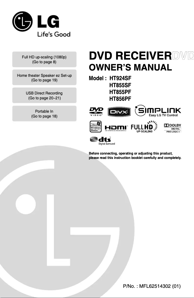 First page image of the manual for HT856PF