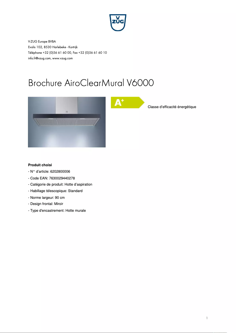 First page image of the manual for AiroClearMural V6000