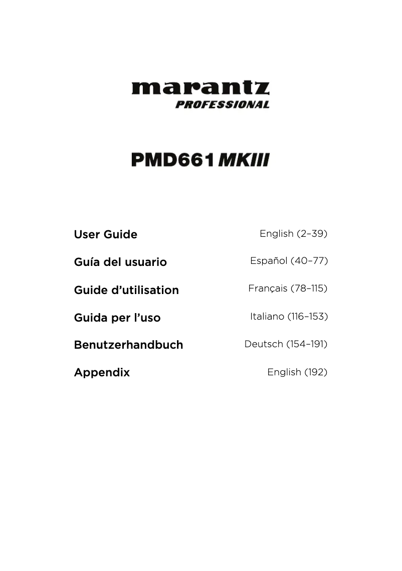 First page image of the manual for PMD661MKIII
