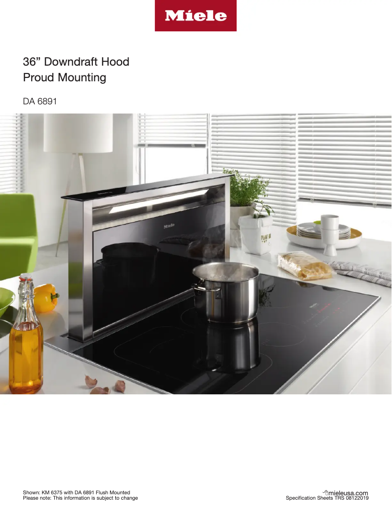 Page 1 of the manual Technical Sheet Miele DA 6891