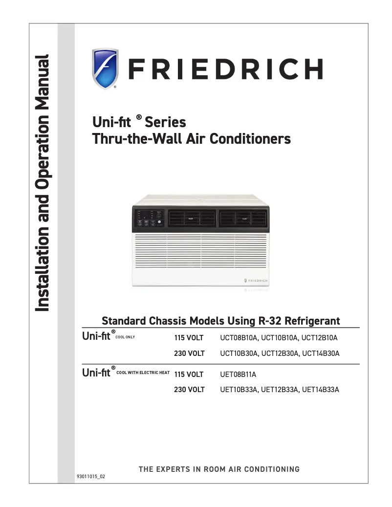 Page 1 of the manual User Manual Friedrich Uni-Fit UET14B33A