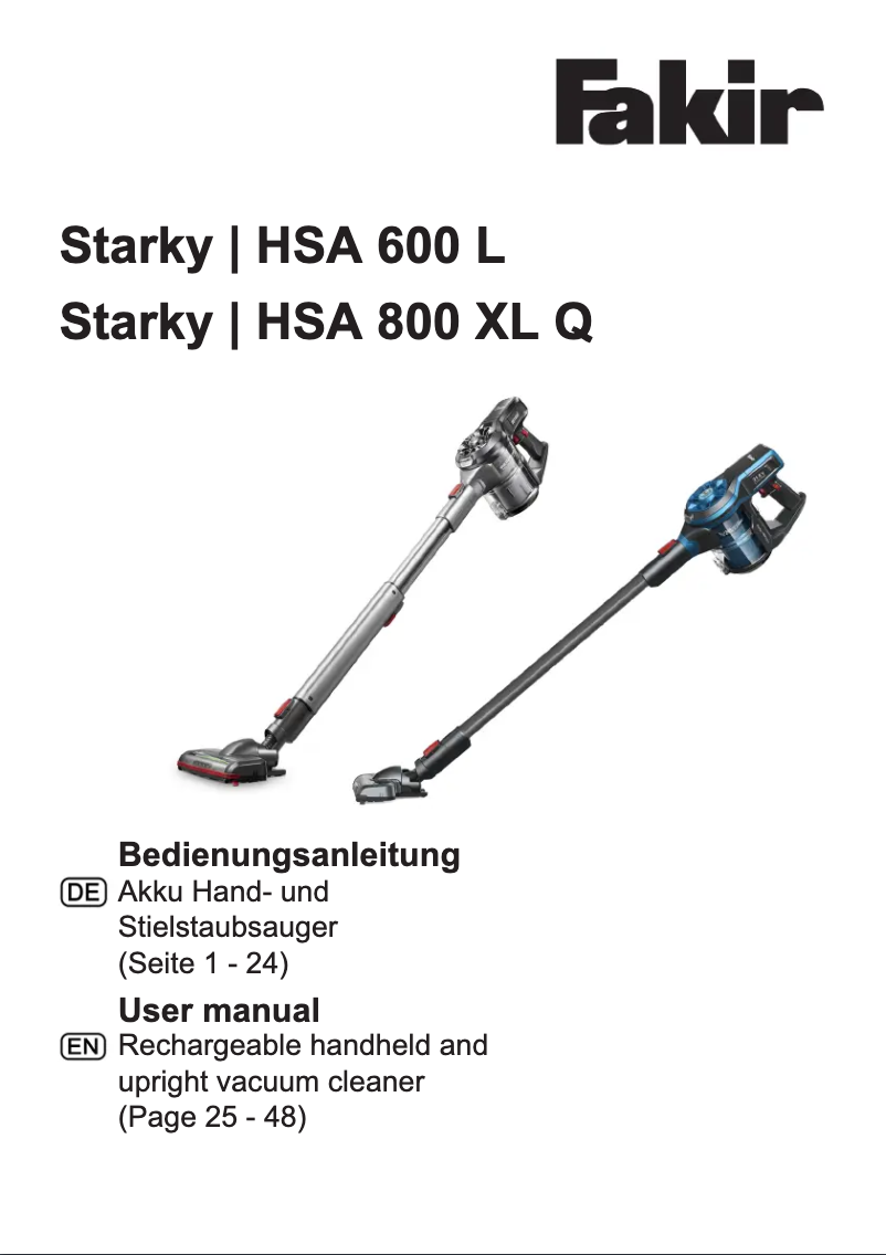 First page image of the manual for Starky HSA 800 XL Q