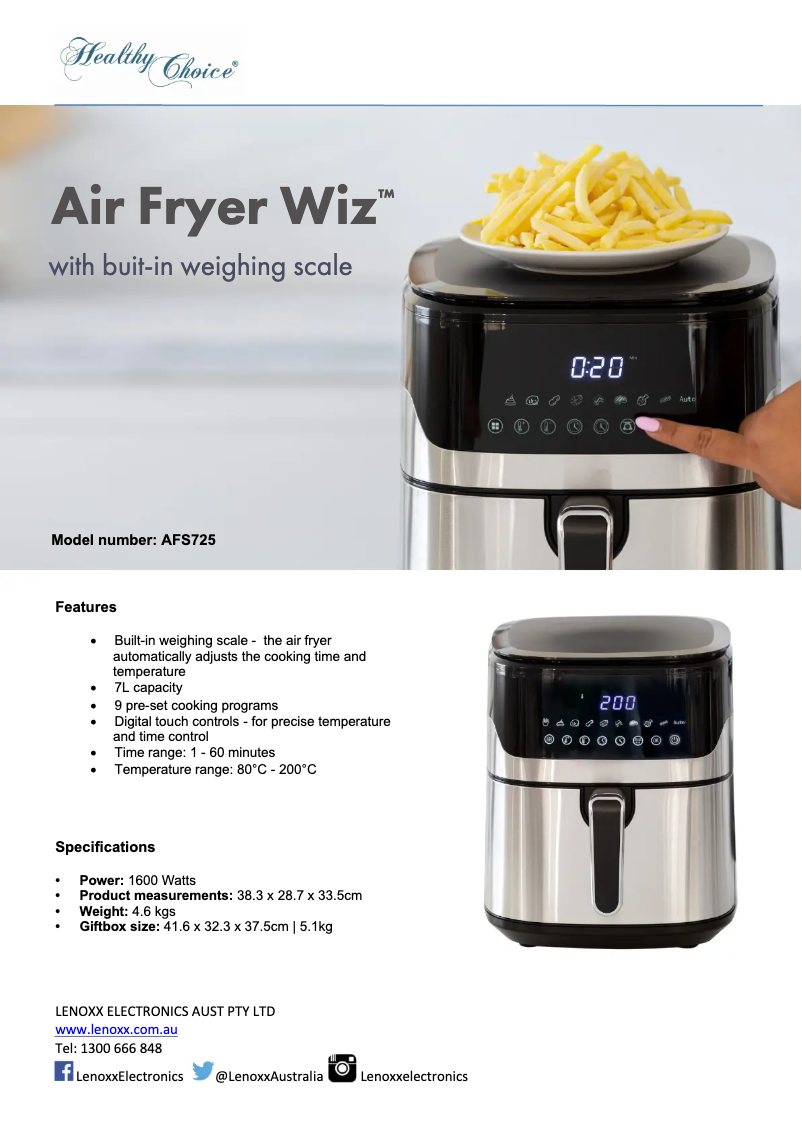 First page image of the manual for AFS725