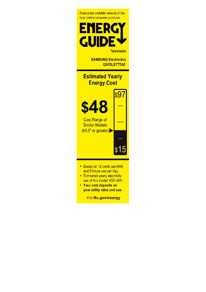 Page 1 of the manual Energy Label Samsung QN75LST7TAFXZA