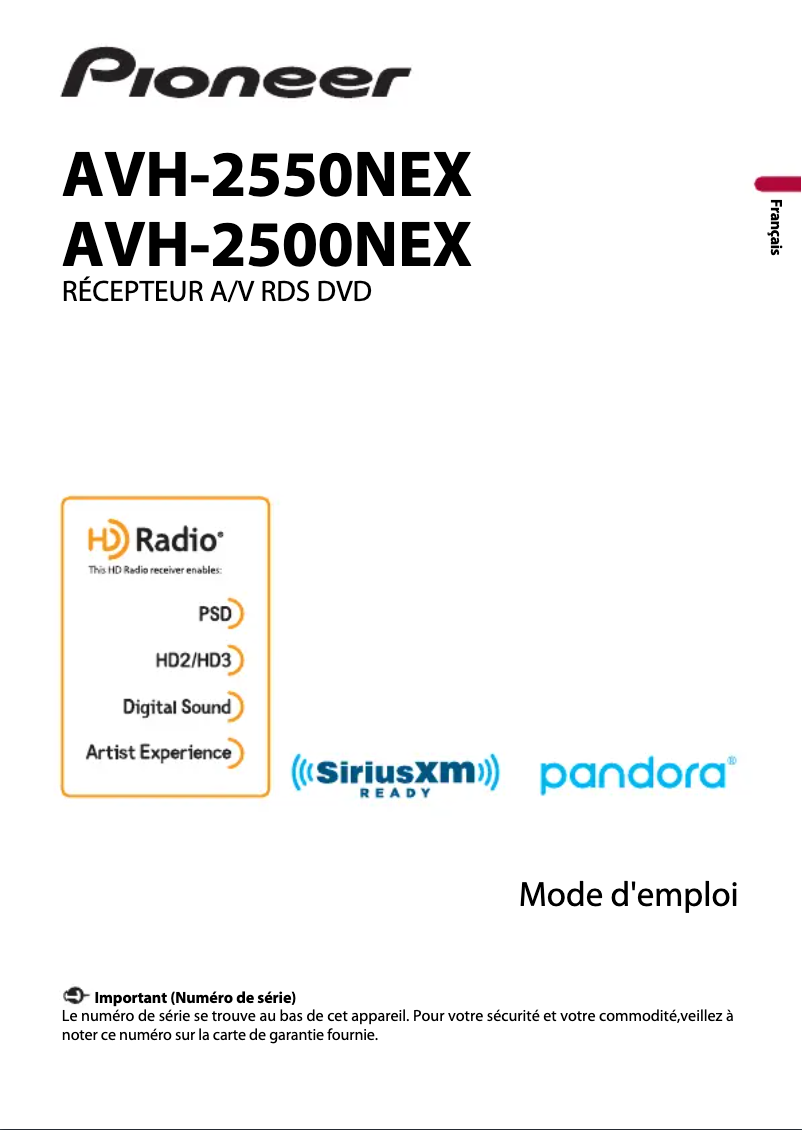 First page image of the manual for AVH-2500NEX
