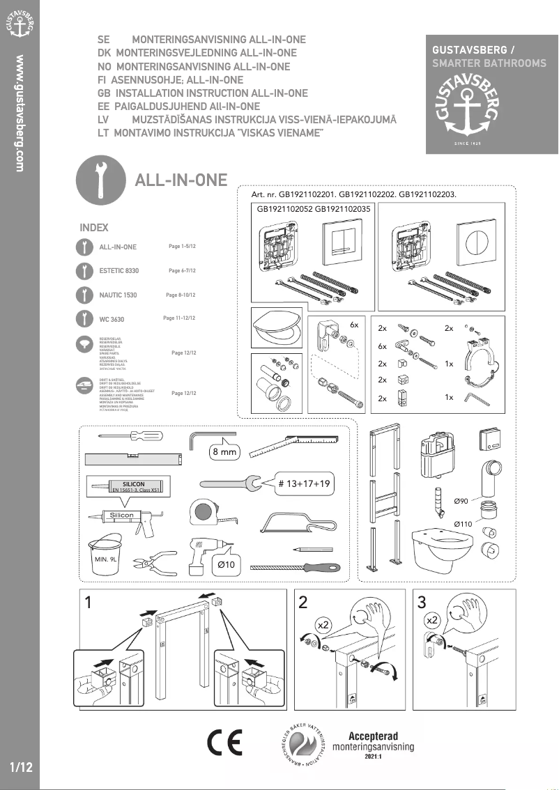 Page 1 of the manual User Manual Gustavsberg All In One