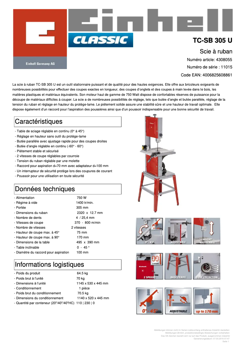 First page image of the manual for TC-SB 305 U