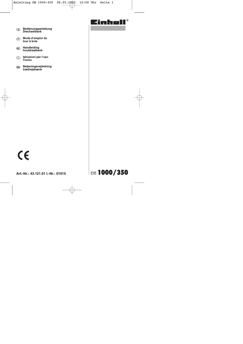 First page image of the manual for DB 1000/350