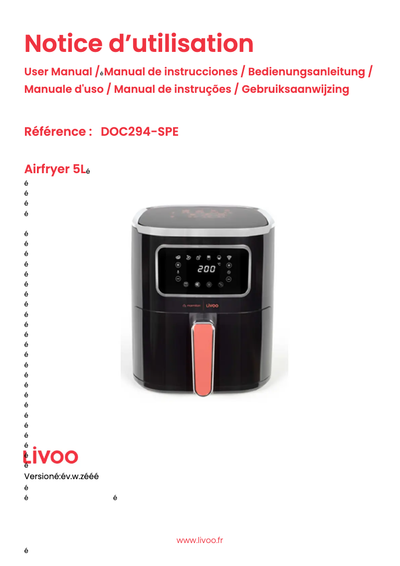 Page 1 of the manual User Manual Livoo DOC294