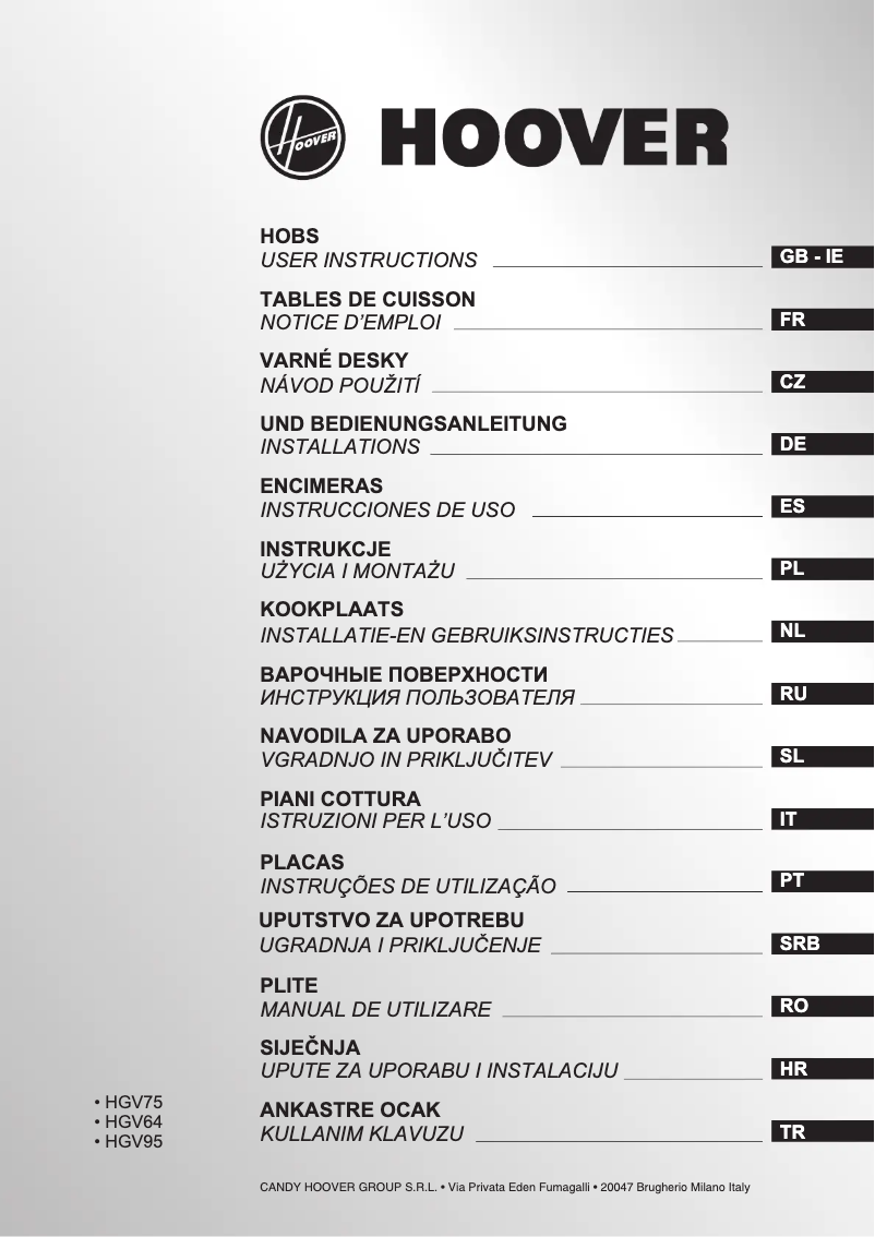 Page 1 of the manual Instruction Manual Hoover HGV75SMWCGB