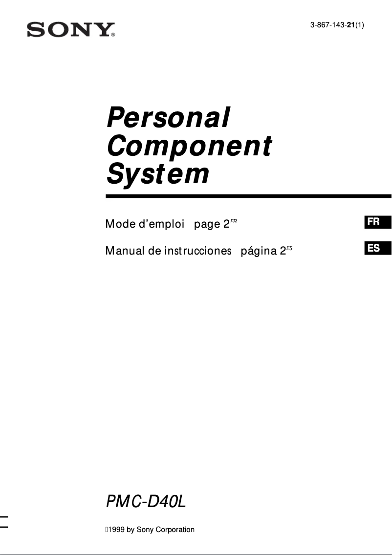 Page 1 of the manual User Manual Sony PMC-D40L