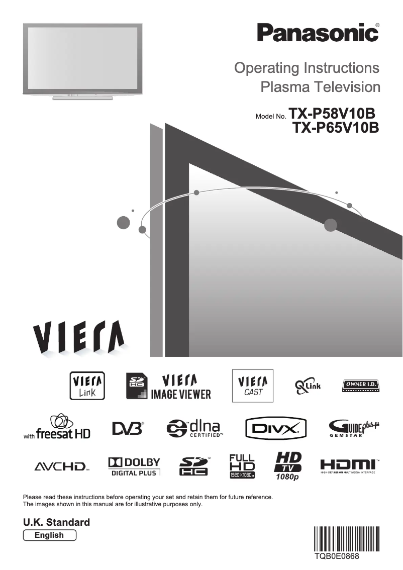 First page image of the manual for TX-P65V10B