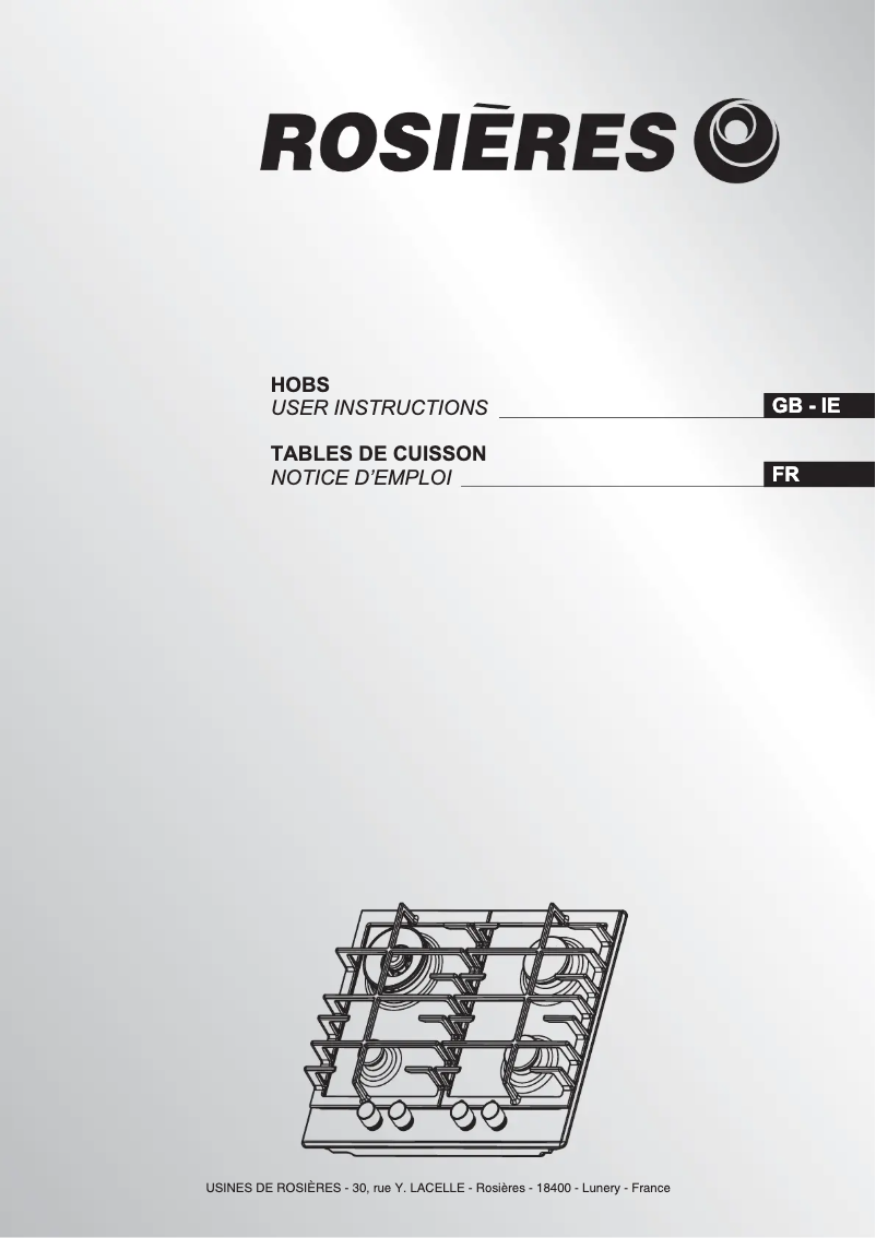 Page 1 of the manual User Manual Rosieres RHG6DDK3X