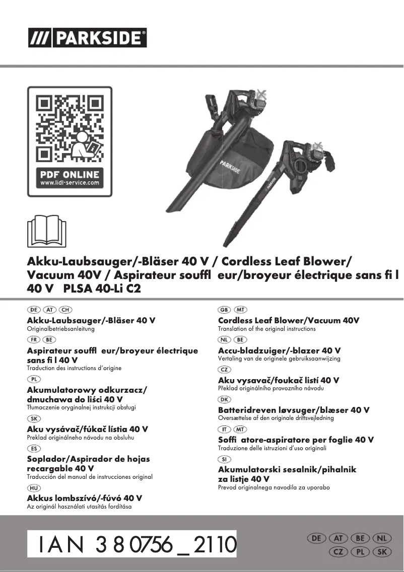 First page image of the manual for PLSA 40-Li C2