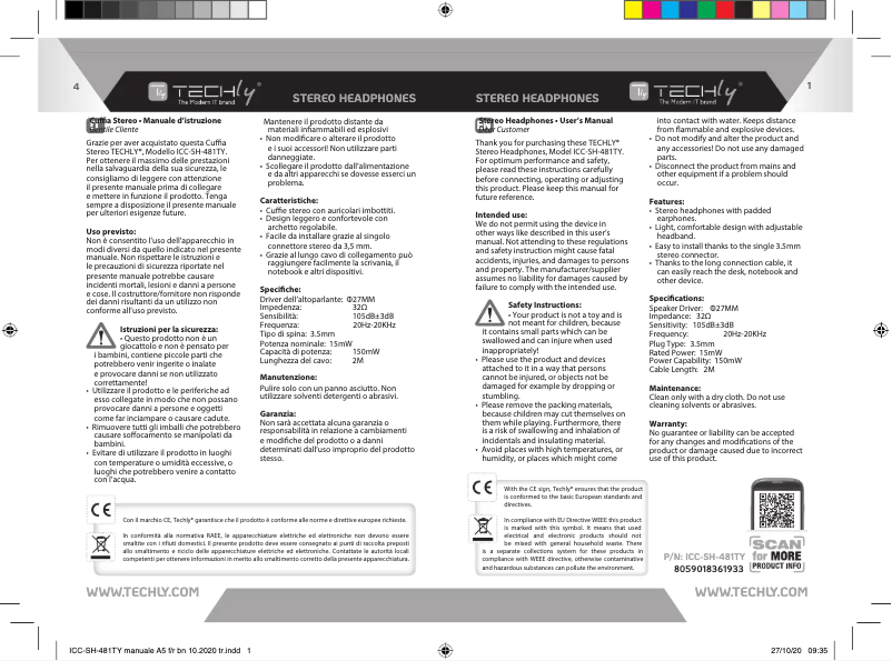 Page 1 of the manual User Manual Techly ICC-SH-481TY