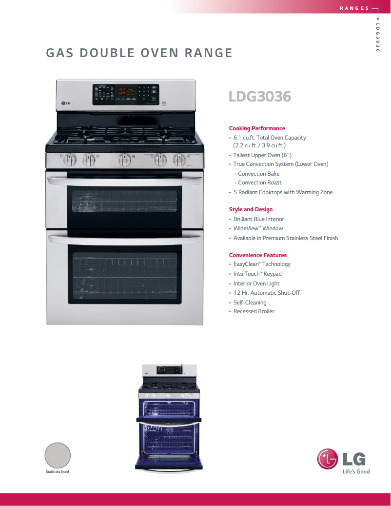 First page image of the manual for LDG3037ST