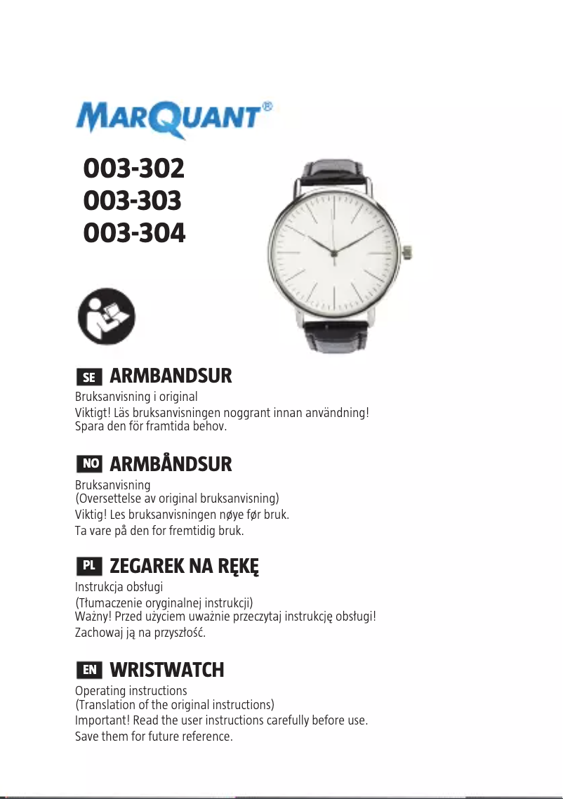 Page 1 of the manual User Manual Marquant 003-304