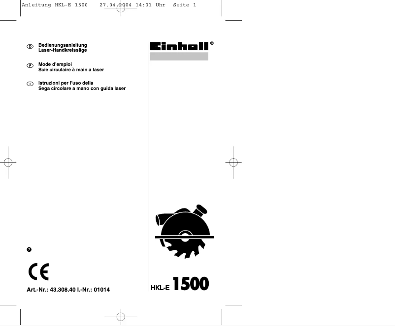 Page 1 of the manual User Manual Einhell HKL-E 1500