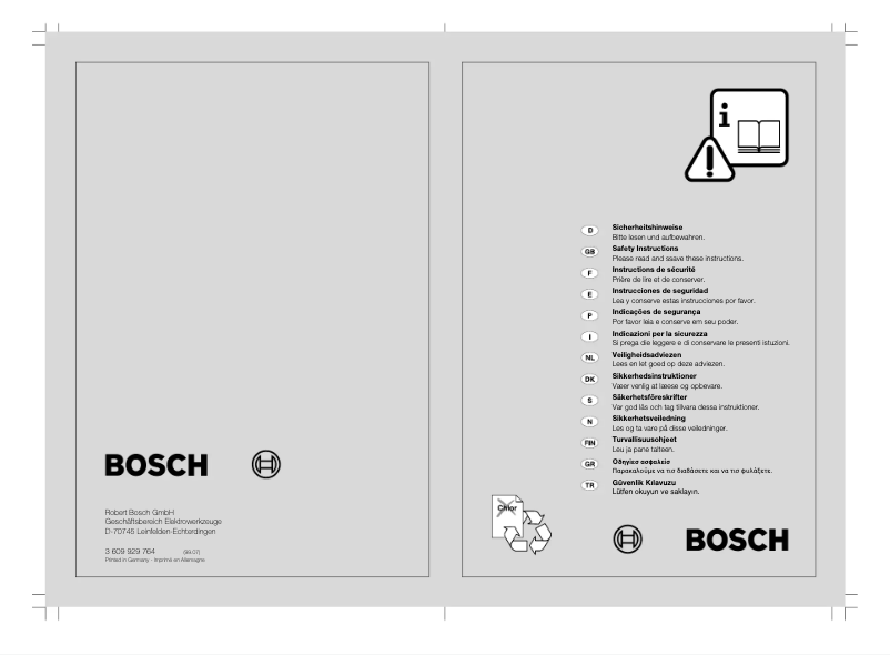 Page 1 of the manual User Manual Bosch 0 607 557 501