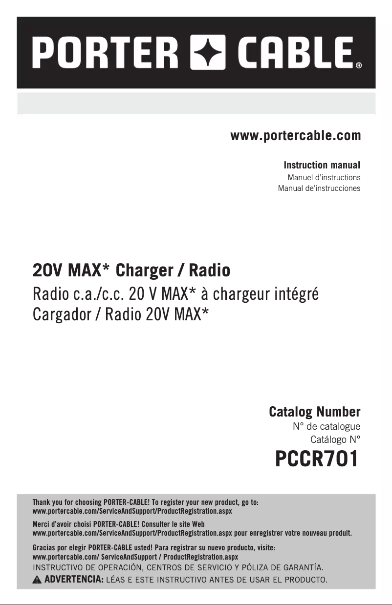 First page image of the manual for PCCR701B