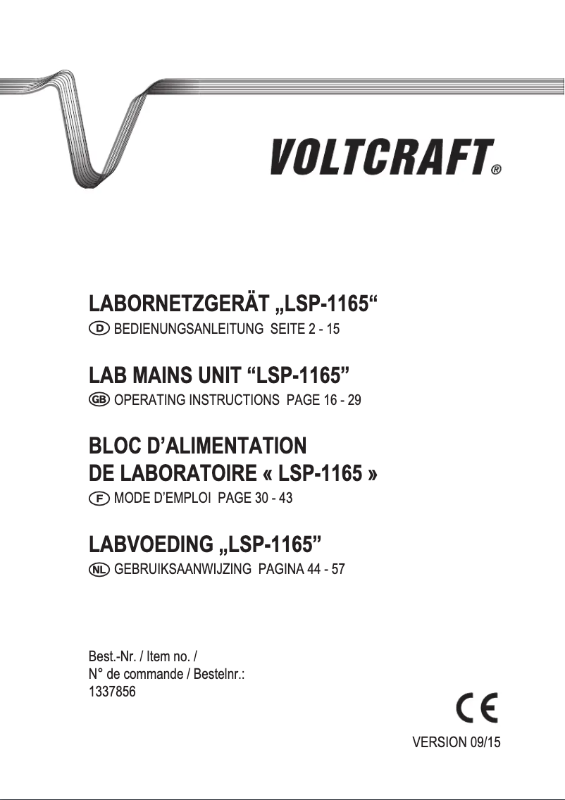 Page 1 of the manual User Manual Voltcraft LSP-1165