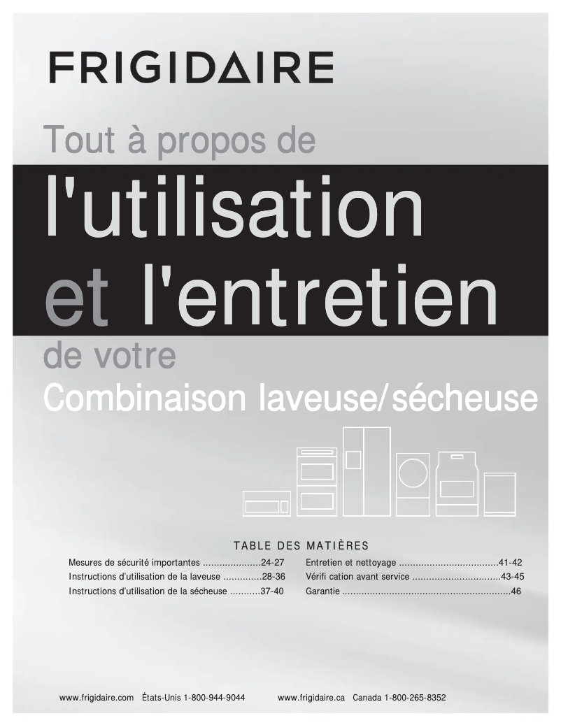 Page 1 de la notice Manuel utilisateur Frigidaire FFLG1011MW