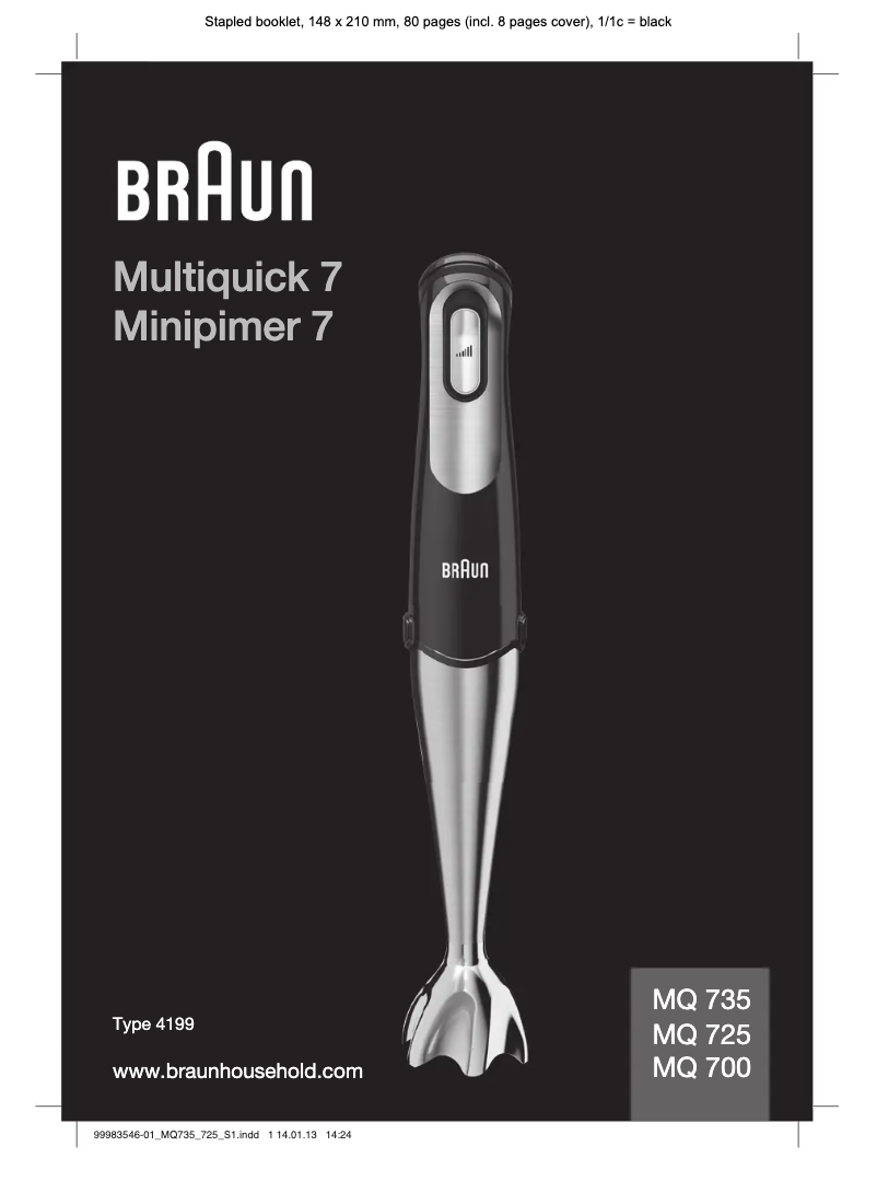 Page 1 of the manual User Manual Braun Multiquick 7 MQ 735 Sauce
