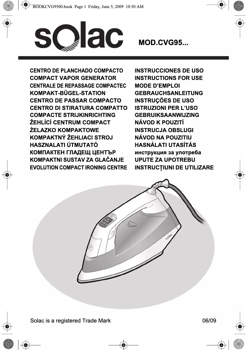 Page 1 of the manual User Manual Solac CVG9500