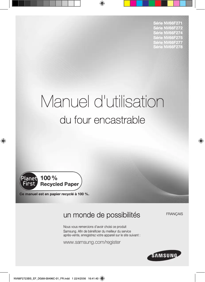 First page image of the manual for NV66F2723BS