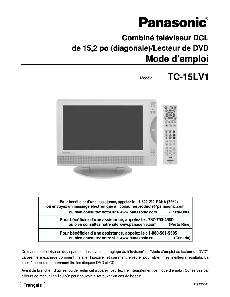First page image of the manual for TC-15LV1