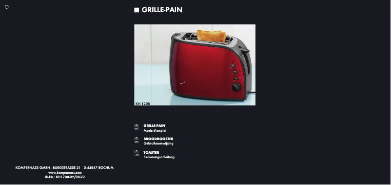 First page image of the manual for KH 1208