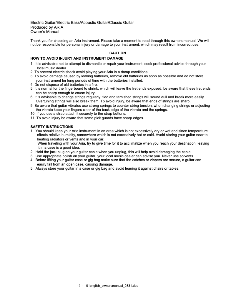 First page image of the manual for PE-LUX