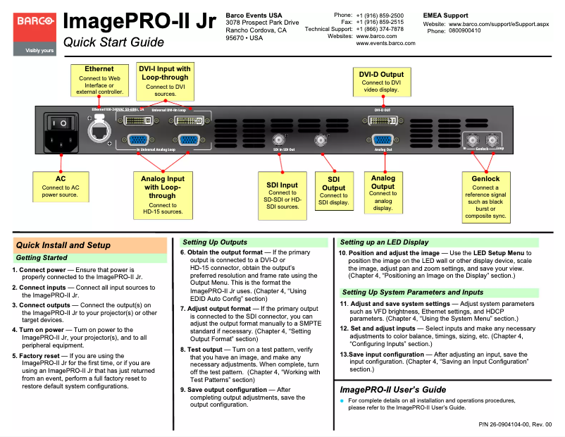 Page 1 of the manual User Manual Barco R9004668