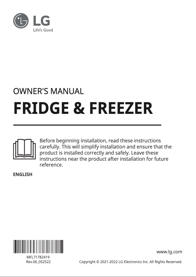 Page 1 of the manual User Manual LG GML844MCAE