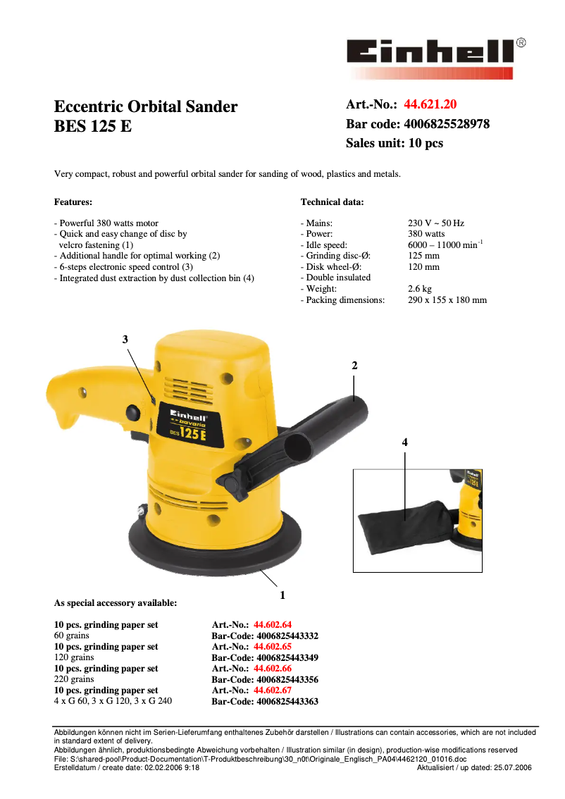 Page 1 of the manual User Manual Bavaria by Einhell BES 125 E
