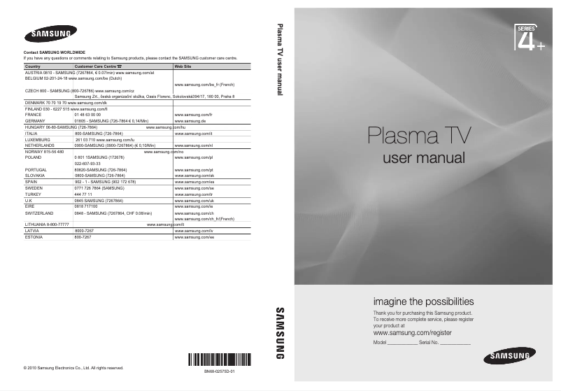First page image of the manual for PS50C450